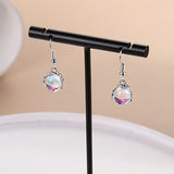Karopel 925 Silver Earrings Rainbow Moon Stone Natural Semi-Precious Stones