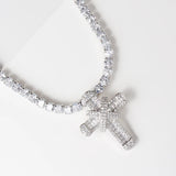 Karopel 16-24 Inch Tennis Chain Hip Hop Cross Pendant Necklace Ice Out Men