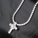 Karopel 16-24 Inch Tennis Chain Hip Hop Cross Pendant Necklace Ice Out Men