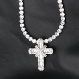 Karopel 16-24 Inch Tennis Chain Hip Hop Cross Pendant Necklace Ice Out Men