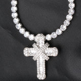 Karopel 16-24 Inch Tennis Chain Hip Hop Cross Pendant Necklace Ice Out Men