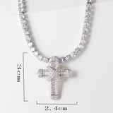 Karopel 16-24 Inch Tennis Chain Hip Hop Cross Pendant Necklace Ice Out Men