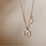 Karopel Letter Pendants Necklace CZ Zircon Bohemian Couple Long Jewelry