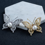 Butterfly Shape Brooches Silver CZ Crystal Marquise Zircon Pins