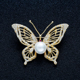 Butterfly Shape Brooches Silver CZ Crystal Marquise Zircon Pins