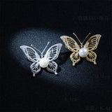 Butterfly Shape Brooches Silver CZ Crystal Marquise Zircon Pins