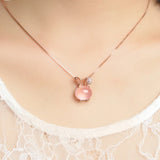 Karopel Rose Rabbit Crystal Pendant Necklace