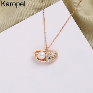 Karopel Shell Pearl Pendant Necklace with Sweets
