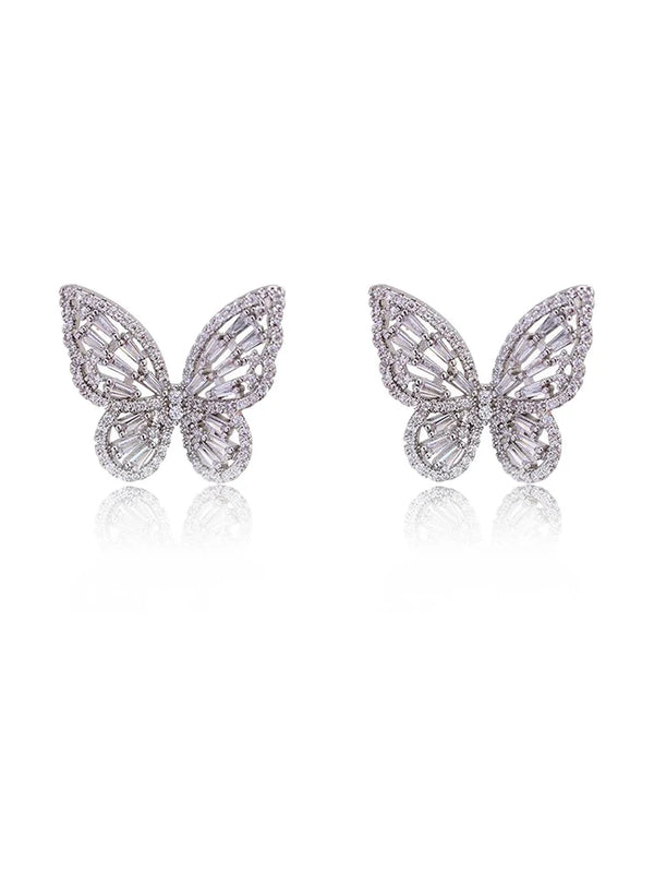 Zirconia Butterfly Stud Earring Crystal Gift Jewelry