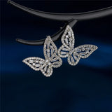 Zirconia Butterfly Stud Earring Crystal Gift Jewelry
