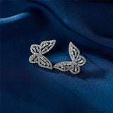 Zirconia Butterfly Stud Earring Crystal Gift Jewelry
