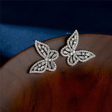 Zirconia Butterfly Stud Earring Crystal Gift Jewelry