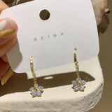 Karopel South Korea Tassels Flower Zircon Drop Earring Gift Party Jewelry
