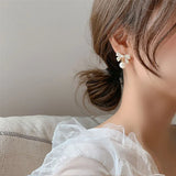 Karopel Sweet Classic Pearl Bow Dangle Earrings for Women