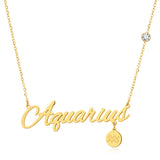 Karopel Zodiac Pendant Necklace, Direct English Name Disc Charm Necklace