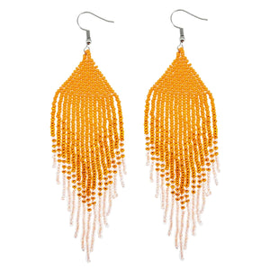 Kaseakia Big Statement Seed Bead Earrings, Bohemian Tassel Dangle Earrings