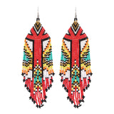 Kaseakia Beaded Tassel Dangle Earrings Boho Statement Fringe Drop Earrings