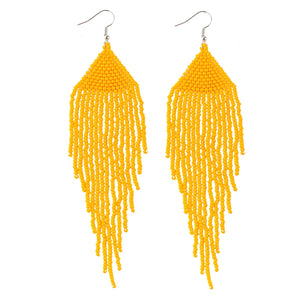 Bohemian Seed Bead Drop Earrings, Tassel Dangle Earring