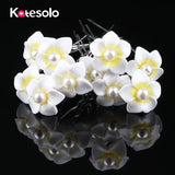 10pcs Pearl Resin Flower Hair Pin Clips Wedding Bridal Barrette Hot