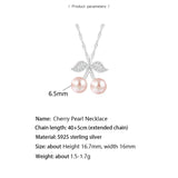 925 Silver Cherry 8.5mm Pearl Pendant Necklace for Women Fine Jewelry