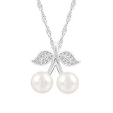 925 Silver Cherry 8.5mm Pearl Pendant Necklace for Women Fine Jewelry