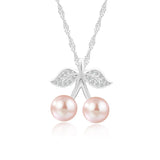 925 Silver Cherry 8.5mm Pearl Pendant Necklace for Women Fine Jewelry