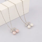 925 Silver Cherry 8.5mm Pearl Pendant Necklace for Women Fine Jewelry