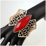 Kaymen Jewelry Hollow Out Resin Stone Cuff Bracelet for Party Wedding