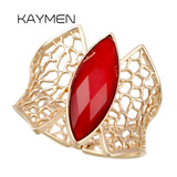 Kaymen Jewelry Hollow Out Resin Stone Cuff Bracelet for Party Wedding