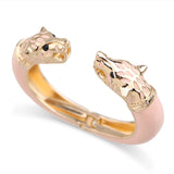 Kaymen Wolf Cuff Bangle, Enamel Bracelet, Chunky Animal Bangle