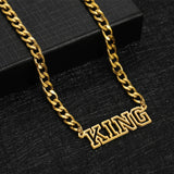 Hollow Letters Choker Necklace Stainless Steel Name Thick Cuban Chain