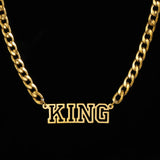 Hollow Letters Choker Necklace Stainless Steel Name Thick Cuban Chain