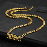Hollow Letters Choker Necklace Stainless Steel Name Thick Cuban Chain