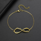 Infinite Bracelet Personalized Name Charms Gift Stainless Steel