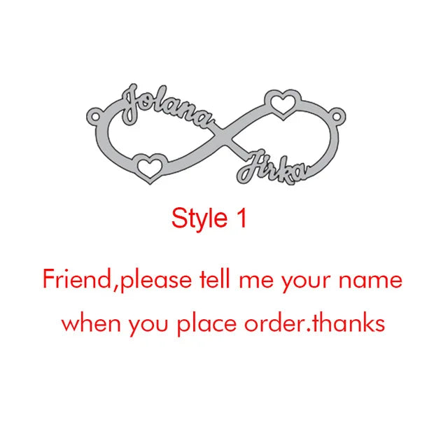 Infinite Bracelet Personalized Name Charms Gift Stainless Steel