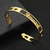Plated Name Heart Bracelet 190mm Length Stainless Steel Letters Bangle