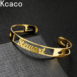 Plated Name Heart Bracelet 190mm Length Stainless Steel Letters Bangle