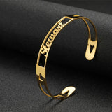 Plated Name Heart Bracelet 190mm Length Stainless Steel Letters Bangle