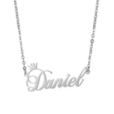 Stainless Steel Crown Necklace Personalized Name Pendant