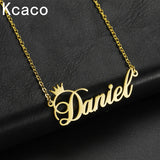 Stainless Steel Crown Necklace Personalized Name Pendant