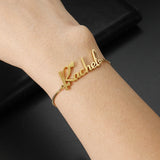 Name Bracelet Women Kids Stainless Steel Adjustable Stretch