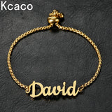 Name Bracelet Women Kids Stainless Steel Adjustable Stretch Letter Bracelets