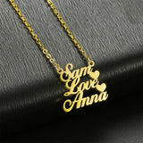 3-Layer Stainless Steel Name Necklace Heart Pendant Customized Gift