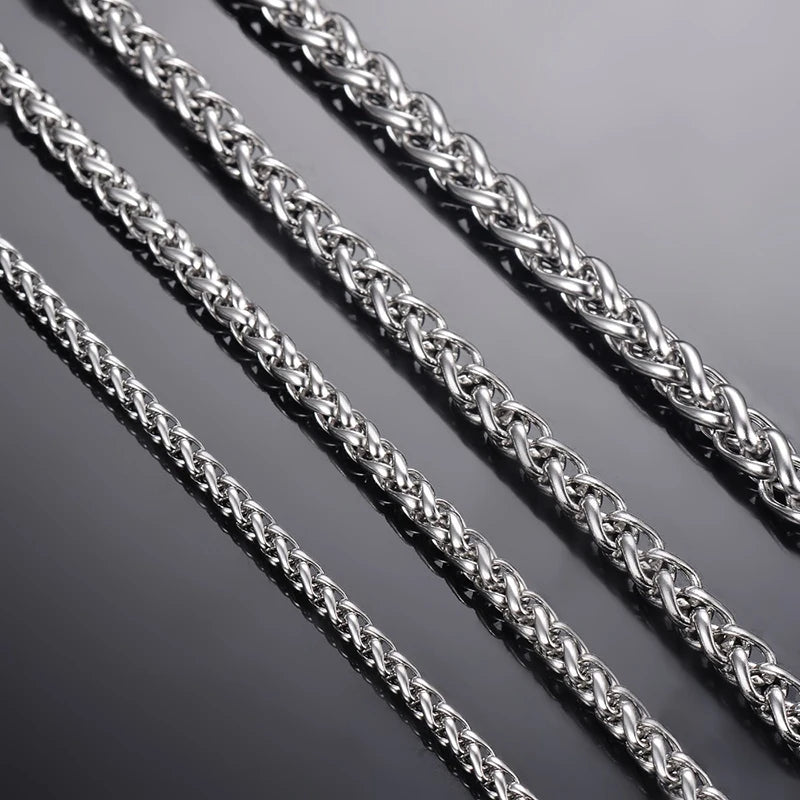 Stainless Steel Wheat Chain Necklace 2.5/3/4/5/6mm