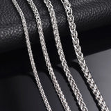 Stainless Steel Wheat Chain Necklace 2.5/3/4/5/6mm