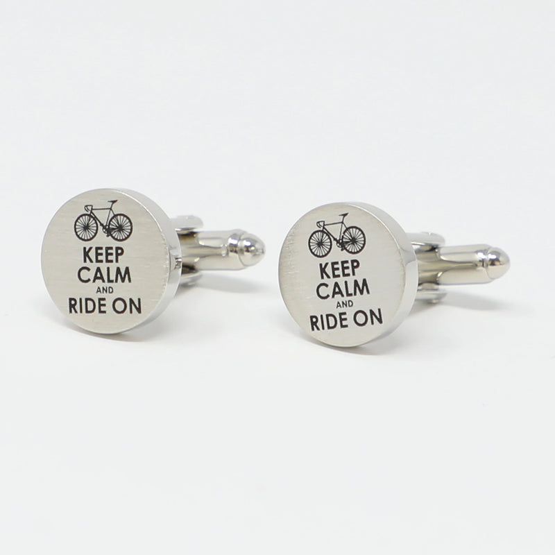 Keep Calm And Ride On Cufflinks Biking Cufflinks Father's Gift Cuff Links