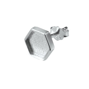 Breast Milk Resin Hexagon Earrings Setting Solid 925 Sterling Silver