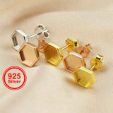 Breast Milk Resin Hexagon Earrings Setting Solid 925 Sterling Silver