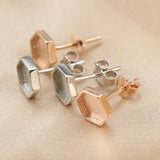 Breast Milk Resin Hexagon Earrings Setting Solid 925 Sterling Silver