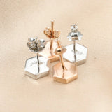 Breast Milk Resin Hexagon Earrings Setting Solid 925 Sterling Silver